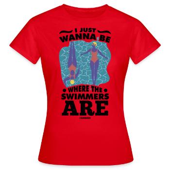 Natation Sauveteur Cours de natation Piscine extérieure Cadeau - T-shirt Femme - rouge - Devant - AI Model Female 172 dark (172cm)