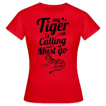 drôle de dicton avec un tigre d’Asie - T-shirt Femme - rouge - Devant - AI Model Female 172 dark (172cm)