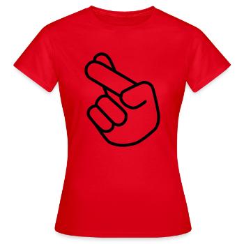 Fingers Crossed - Frauen T-Shirt - Rot - Vorne - AI Model Female 172 dark (172cm)