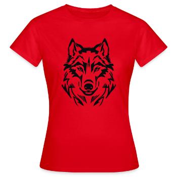 Loup graphique cool, tête de loup - T-shirt Femme - rouge - Devant - AI Model Female 172 dark (172cm)