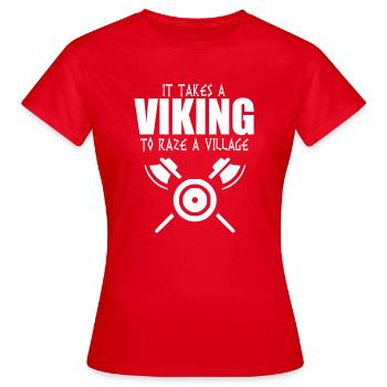 Es braucht ein Wikinger-Sprichwort - Frauen T-Shirt - Rot - Vorne - AI Model Female 172 dark (172cm)