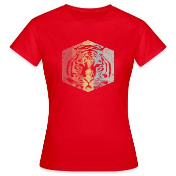 Visage rétro d'un cadeau animal tigre - T-shirt Femme - rouge - Devant - AI Model Female 172 dark (172cm)