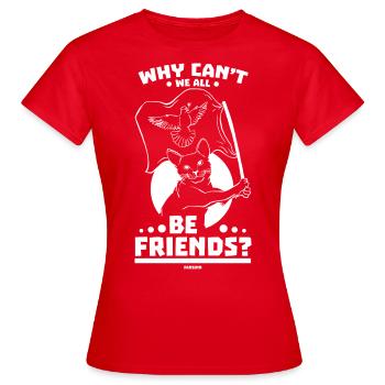 Frieden Katze Stubentiger Geschenk - Frauen T-Shirt - Rot - Vorne - AI Model Female 172 dark (172cm)