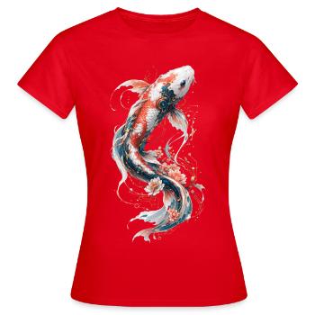 Koi mécanique florale - T-shirt Femme - rouge - Devant - AI Model Female 172 dark (172cm)