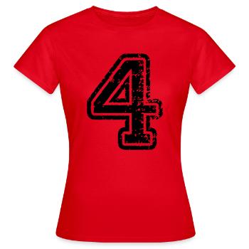 4 - Nummer - Frauen T-Shirt - Rot - Vorne - AI Model Female 172 dark (172cm)
