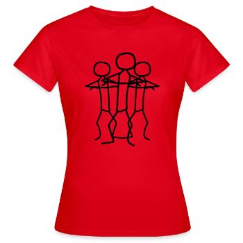 beleidigt team 3 freunde crew strichmaennchen arme - Frauen T-Shirt - Rot - Vorne - AI Model Female 172 dark (172cm)