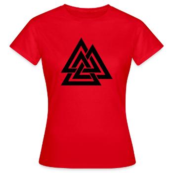 Le noeud de Valknut Wotan - T-shirt Femme - rouge - Devant - AI Model Female 172 dark (172cm)