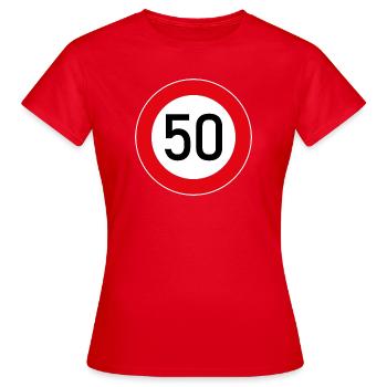 Tempo 50 - Frauen T-Shirt - Rot - Vorne - AI Model Female 172 dark (172cm)