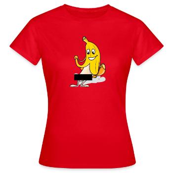 Freizügige Banane zeigt seine Banane *zensiert* - Frauen T-Shirt - Rot - Vorne - AI Model Female 172 dark (172cm)