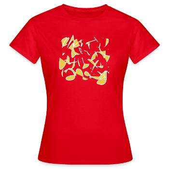 Kalligrafie weiss, Kandinski, Miro - Frauen T-Shirt - Rot - Vorne - AI Model Female 172 dark (172cm)