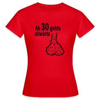 à partir de 30 hodensack va vers le bas - T-shirt Femme - rouge - Devant - AI Model Female 172 dark (172cm)