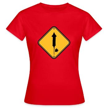 danger warning sign caution caution danger zone - Women's T-Shirt - red - Front - AI Model Female 172 dark (172cm)