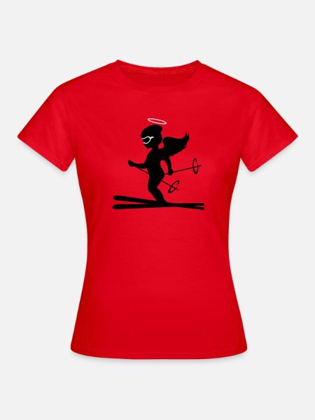Engel beim Skifahren - Frauen T-Shirt - Rot