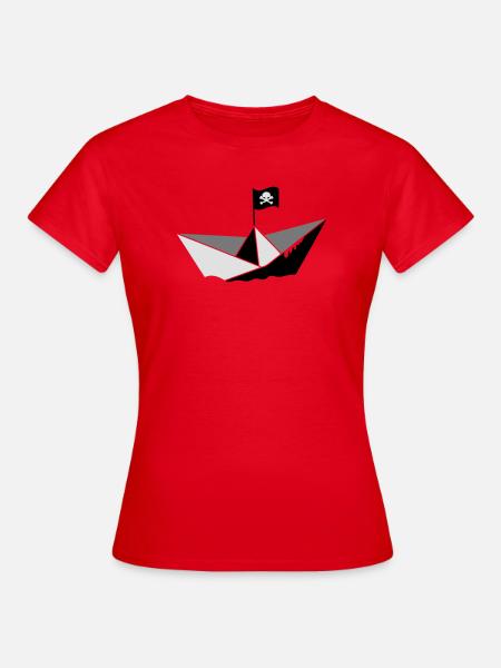 Papier Piratenschiff - Frauen T-Shirt - Rot