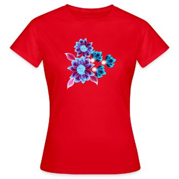 Hypnotische Blumen - Neonblumen - Frauen T-Shirt - Rot - Vorne - AI Model Female 172 dark (172cm)