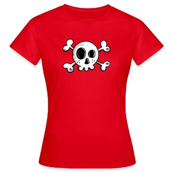 Petite tête de mort avec des os croisés - T-shirt Femme - rouge - Devant - AI Model Female 172 dark (172cm)