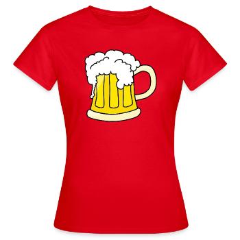 Bierkrug mit Schaum Illustration - Frauen T-Shirt - Rot - Vorne - AI Model Female 172 dark (172cm)