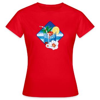 Tropischer Stranddrink im Eisglas - Frauen T-Shirt - Rot - Vorne - AI Model Female 172 dark (172cm)