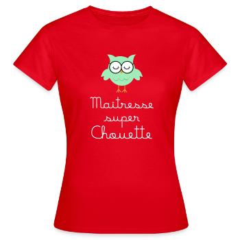 Maîtresse super chouette lunettes (écrit blanc) - T-shirt Femme - rouge - Devant - AI Model Female 172 dark (172cm)