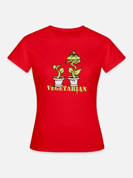 Fleischfressende Pflanze wird zum Vegetarier - Frauen T-Shirt - Rot