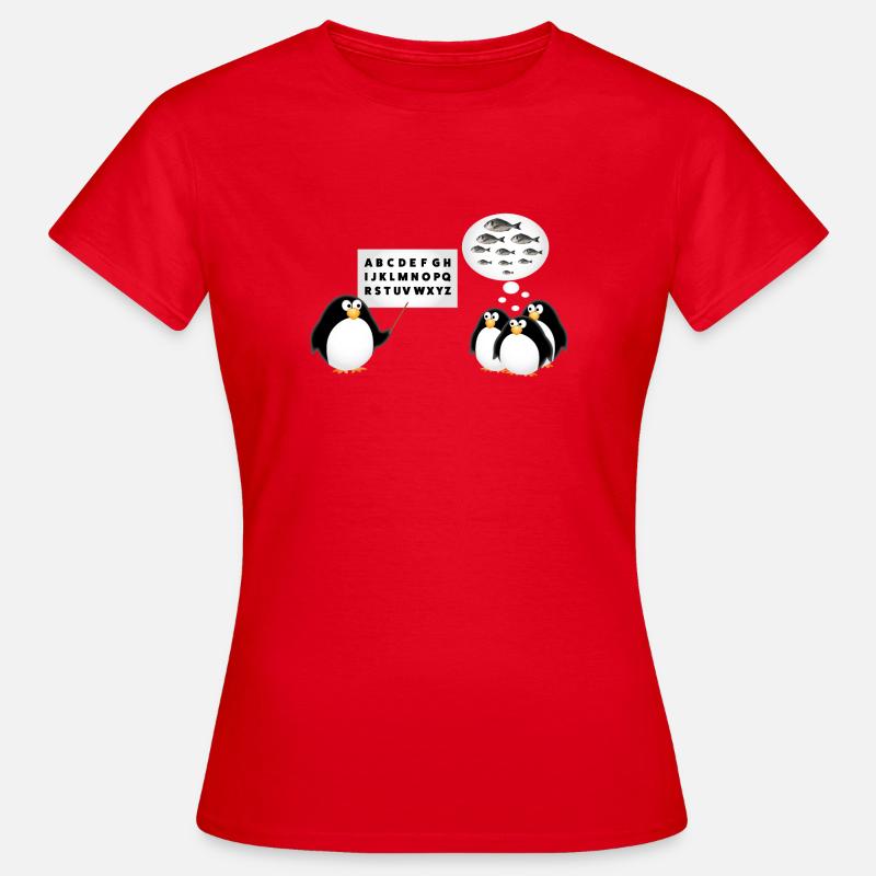 School - Penguin - Women's T-Shirt - red