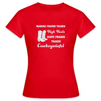 Cooles Line Dance Sprüche Shirt mit High Heels - Frauen T-Shirt - Rot - Vorne - AI Model Female 172 dark (172cm)
