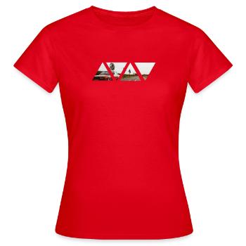 Retro Car Roadtrip – Triangle Pictogramm - Frauen T-Shirt - Rot - Vorne - AI Model Female 172 dark (172cm)