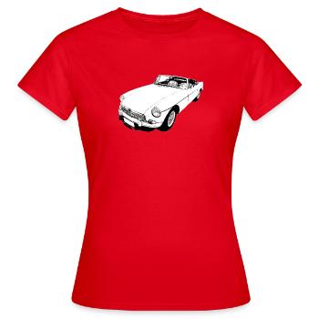 MG Roadster Classic Britischer Sportwagen - Frauen T-Shirt - Rot - Vorne - AI Model Female 172 dark (172cm)