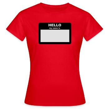 Name tag - HELLO my name is - Women's T-Shirt - red - Front - AI Model Female 172 dark (172cm)