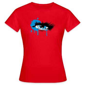 farbiges Auge mit langen Wimpern - Frauen T-Shirt - Rot - Vorne - AI Model Female 172 dark (172cm)