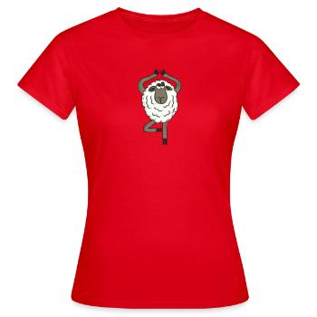 Funny animals - sheep - Women's T-Shirt - red - Front - AI Model Female 172 dark (172cm)