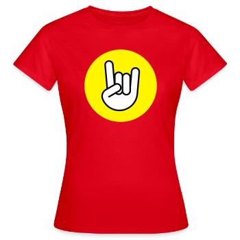 Pommesgabel Kreis gelb - Frauen T-Shirt - Rot - Vorne - AI Model Female 172 dark (172cm)
