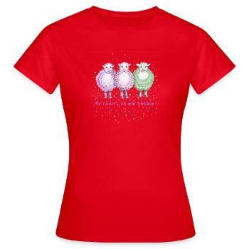 3 moutons " J’ai tendu le tricot ! » - T-shirt Femme - rouge - Devant - AI Model Female 172 dark (172cm)