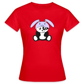 Panda in bunny costume, for childbirth, for children, baby - Women's T-Shirt - red - Front - AI Model Female 172 dark (172cm)