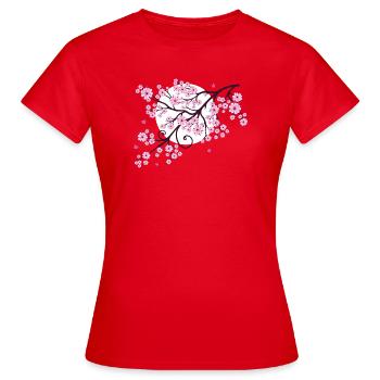 Cherry tree cherry blossom with heart sakura spring - Women's T-Shirt - red - Front - AI Model Female 172 dark (172cm)