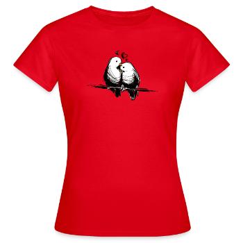 Liebe - Love - Amore - Turteltaube - Taube - Frauen T-Shirt - Rot - Vorne - AI Model Female 172 dark (172cm)