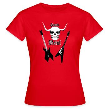Métal, crâne, guitares, heavy metal, musique, rock - T-shirt Femme - rouge - Devant - AI Model Female 172 dark (172cm)