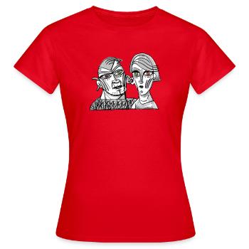 Surreale Doppelgesichter im Kontrast - Frauen T-Shirt - Rot - Vorne - AI Model Female 172 dark (172cm)