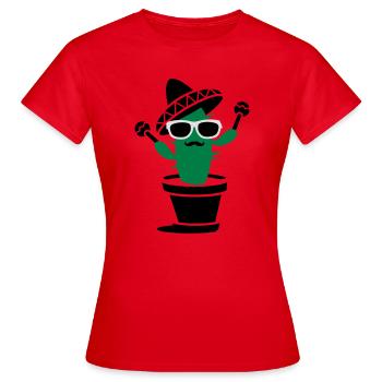 Un cactus avec un sombrero et maracas - T-shirt Femme - rouge - Devant - AI Model Female 172 dark (172cm)
