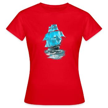 Segelschiff - Frauen T-Shirt - Rot - Vorne - AI Model Female 172 dark (172cm)