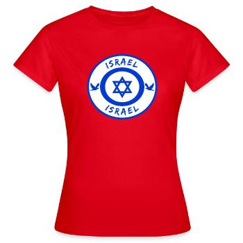 Israel Kreis mit Nationalflagge Geschenk - Frauen T-Shirt - Rot - Vorne - AI Model Female 172 dark (172cm)