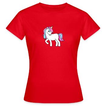 Pastell Unicorn mit buntem Schweif - Frauen T-Shirt - Rot - Vorne - AI Model Female 172 dark (172cm)