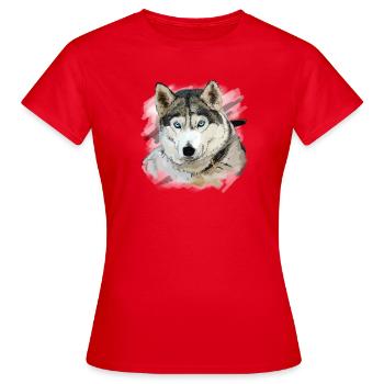 Husky - T-shirt Femme - rouge - Devant - AI Model Female 172 dark (172cm)