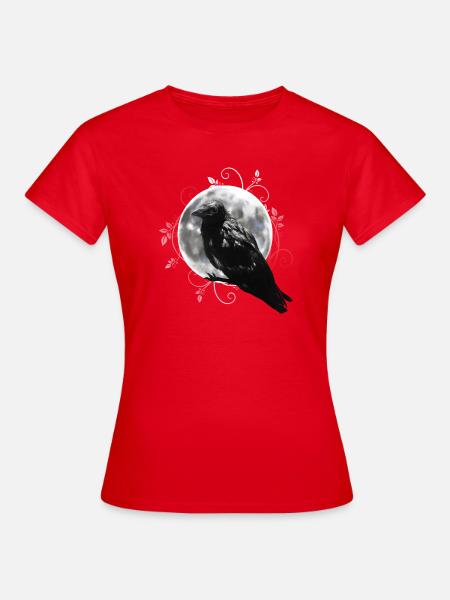 Rabe Krähe Mond - Frauen T-Shirt - Rot