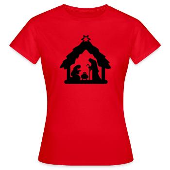 Crèche, figurines crèche, saint famille - T-shirt Femme - rouge - Devant - AI Model Female 172 dark (172cm)