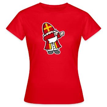 Sinterklaas Saint / Nicholas Dab Dabbing Sint Piet - Frauen T-Shirt - Rot - Vorne - AI Model Female 172 dark (172cm)