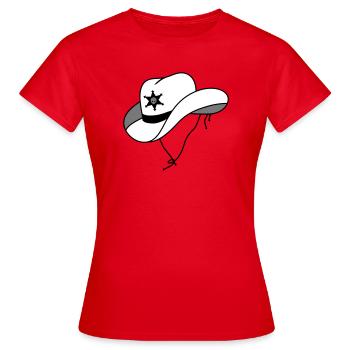Chapeau de shérif avec petit crâne sur étoile de shérif - T-shirt Femme - rouge - Devant - AI Model Female 172 dark (172cm)