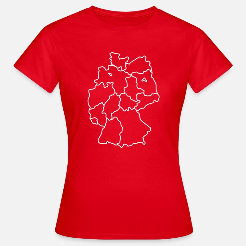 Germany Map White Hand Drawn - Women's T-Shirt - red