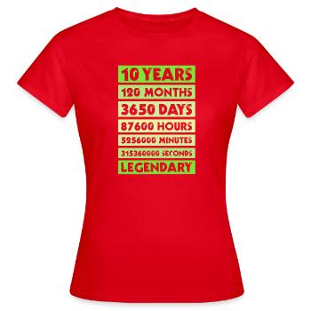 10 ans d’anniversaire de l’entreprise-adhésion - T-shirt Femme - rouge - Devant - AI Model Female 172 dark (172cm)