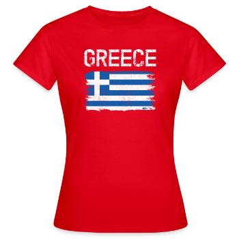 Grafik der griechischen Flagge in Stress - Frauen T-Shirt - Rot - Vorne - AI Model Female 172 dark (172cm)